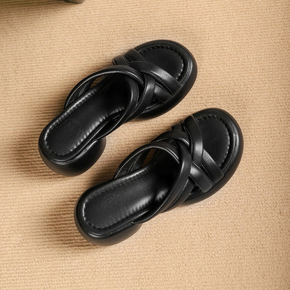 Serena Genuine Leather Platform Heels