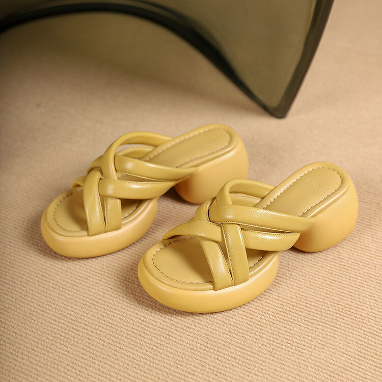 Serena Genuine Leather Platform Heels