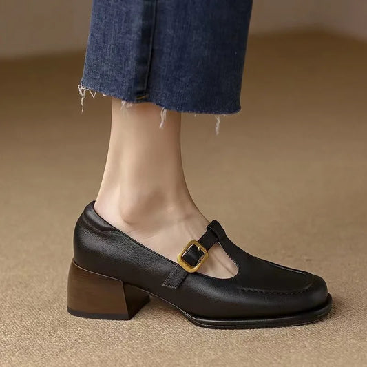 Lucia Leather Block Heels
