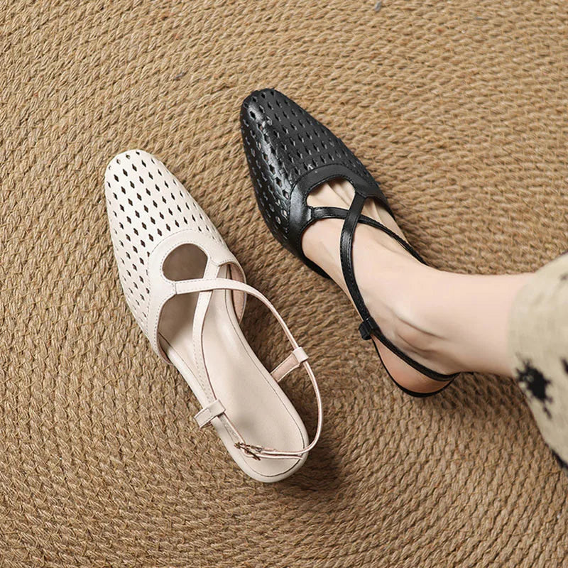 Lucia Genuine Leather Perforated Heels