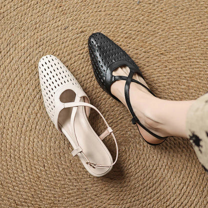 Lucia Genuine Leather Perforated Heels