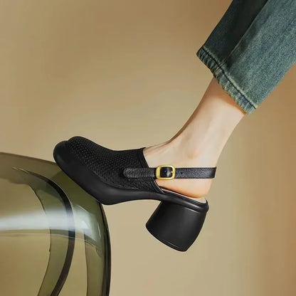 Lucia Leather Clog Heels