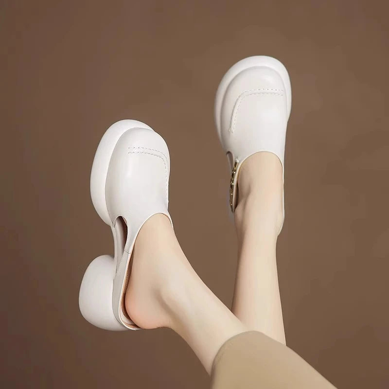Lucia Leather Platform Mules