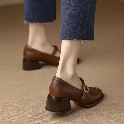 Lucia Leather Block Heels