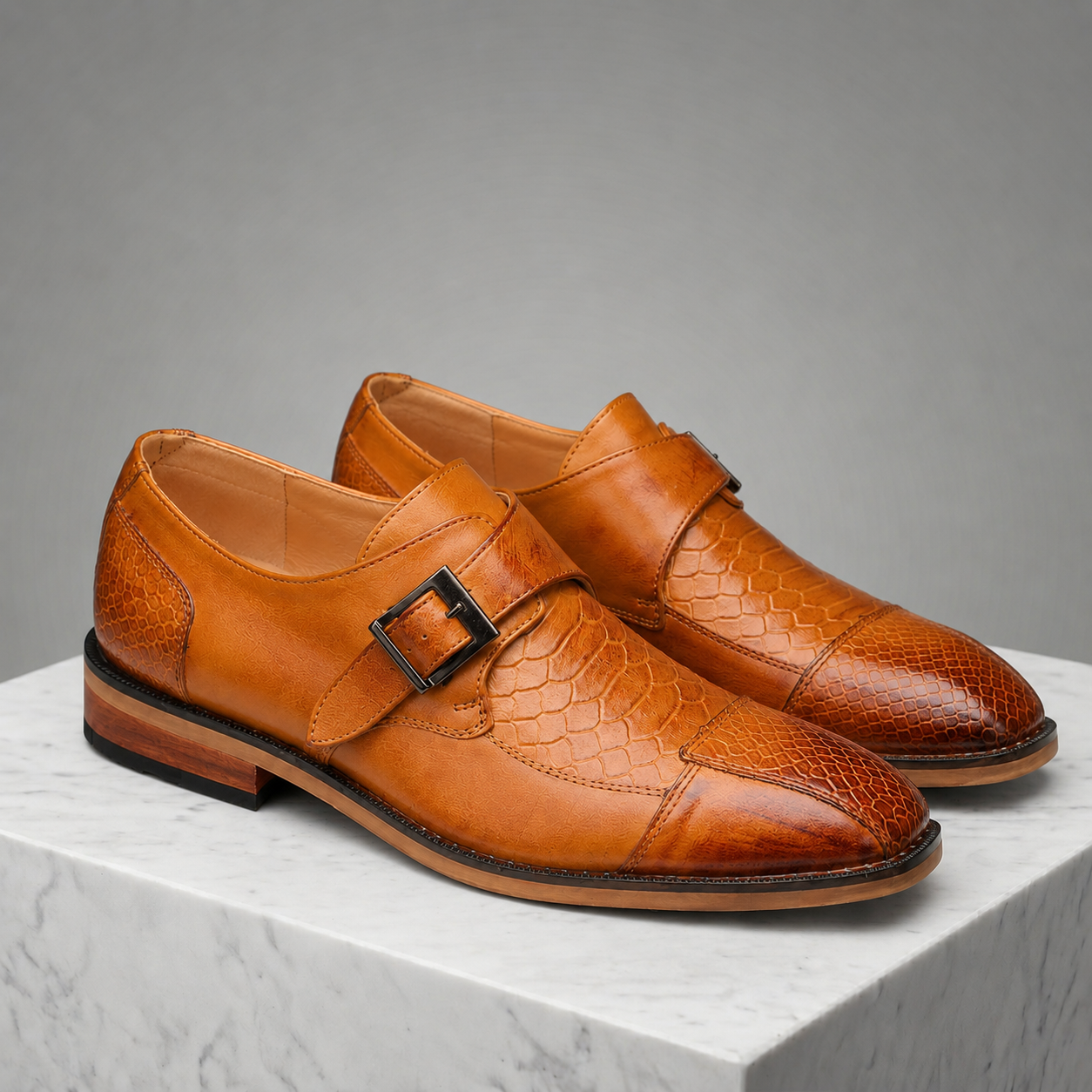 Moretti Leather Monk Strap Shoes