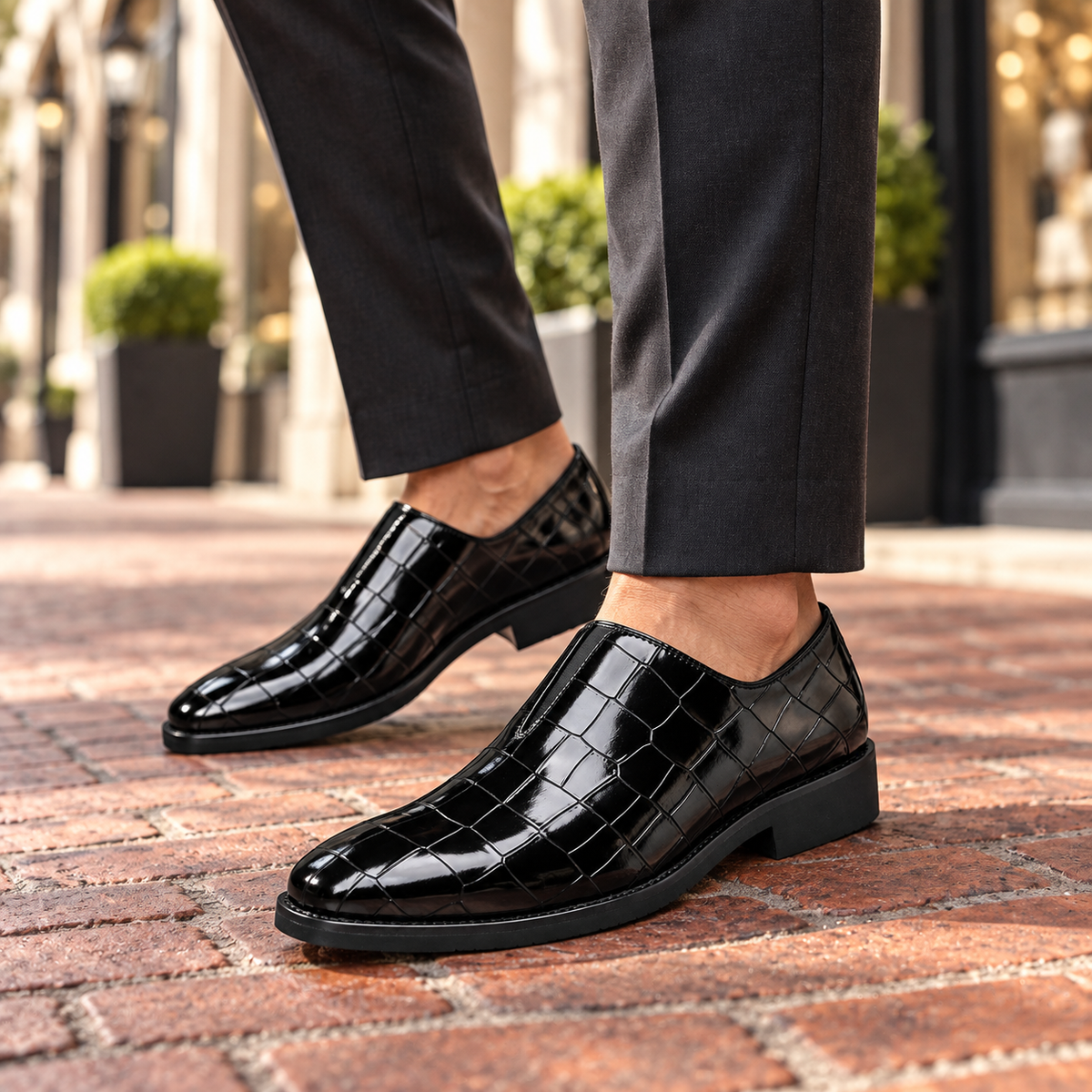 Weston Leather Croc Loafers